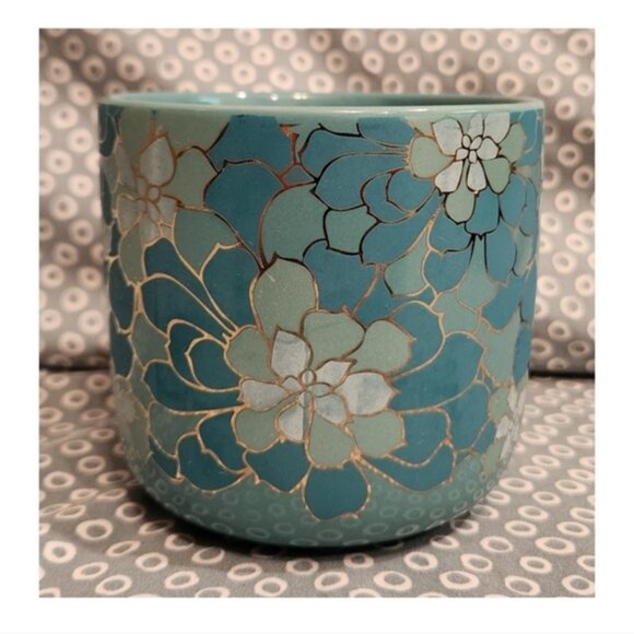 Thyme & Table Teal and Gold Stoneware Succulent Pattern Mug - Picture 6 of 7